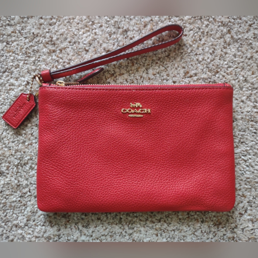 Coach Wristlet in Polished Pebble Leather